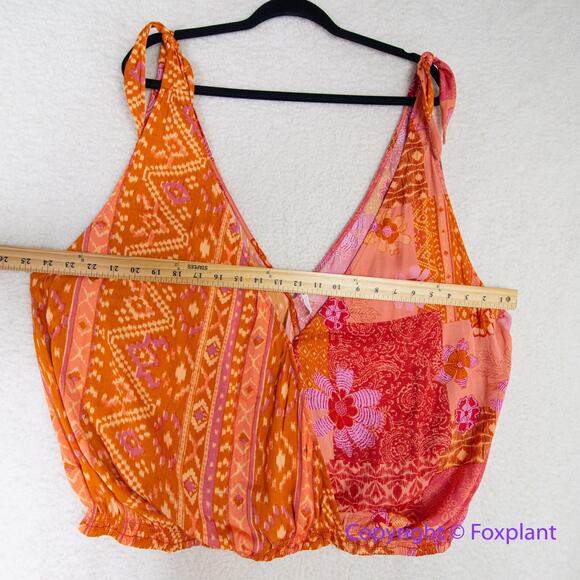 New! Free People Tied to You Print Surplice Tank in Lemonade Combo, size XL - Picture 8 of 16